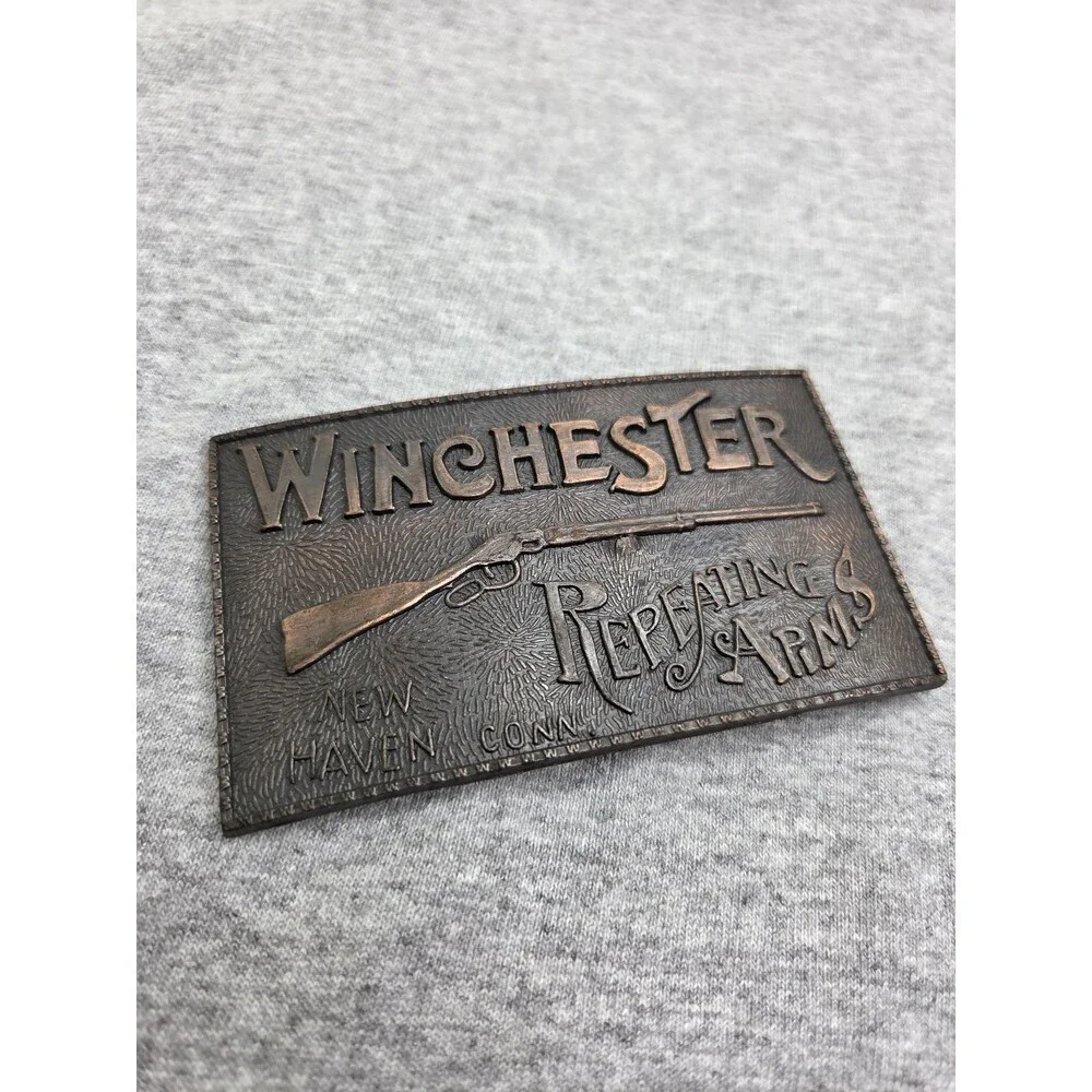 Antique Winchester Repeating Arms Rifle Brass Belt Buckle